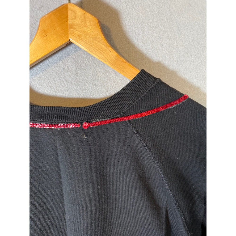 Vintage Lee Christmas Lights Sequin Beaded Sweatshirt Black 2XLT Made in USA - Picture 5 of 10